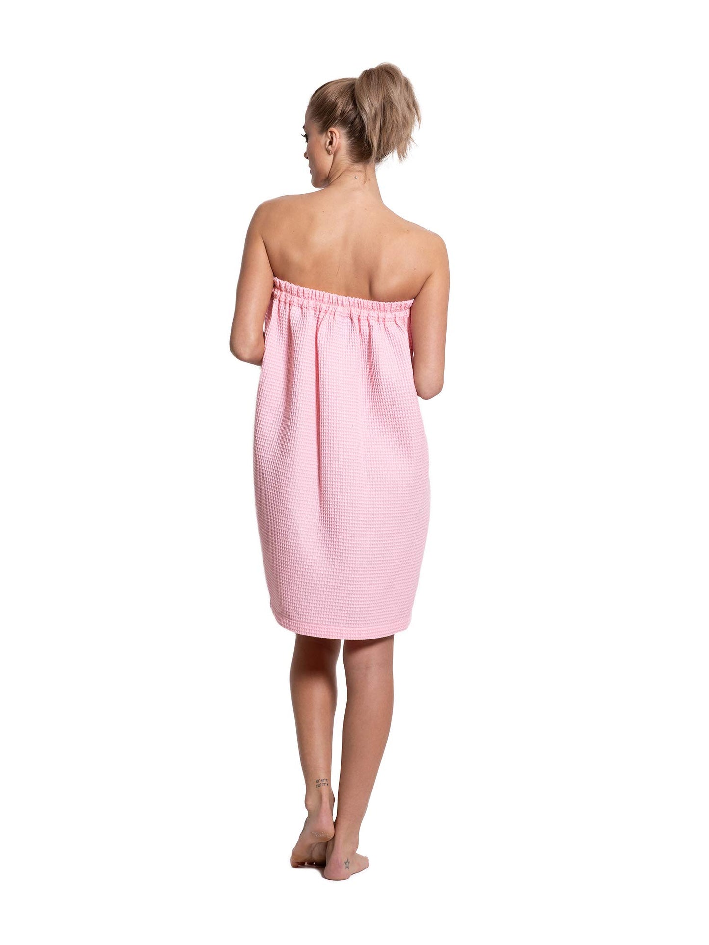 Turkuoise Linen Lightweight Spa/Bath Waffle Body Wrap with Adjustable Closure (Blush, Large/X-Large)