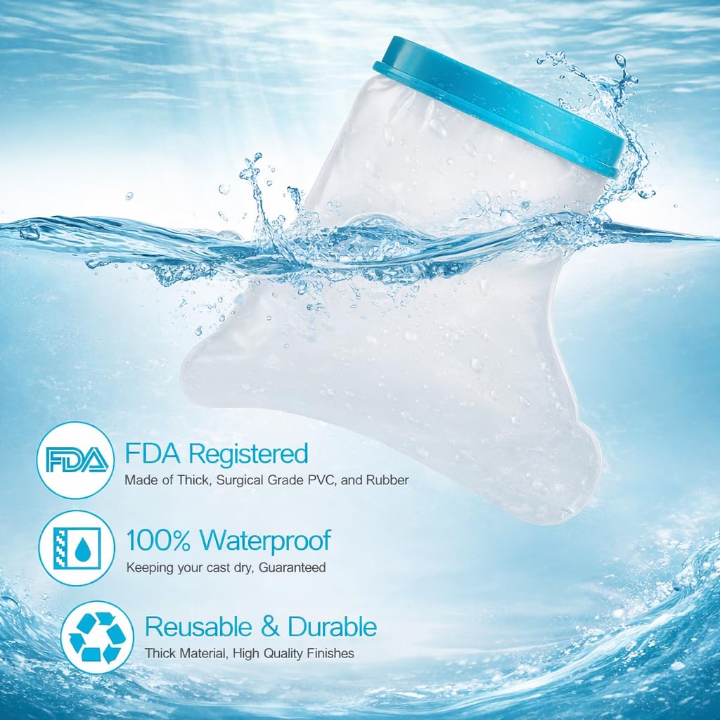 Waterproof Foot Cast Cover for Shower Adult, Patented Ankle Wound Protector Watertight Seal, Reusable Surgery Recovery Supplies After Broken Foot Injury [2026 Upgrade]