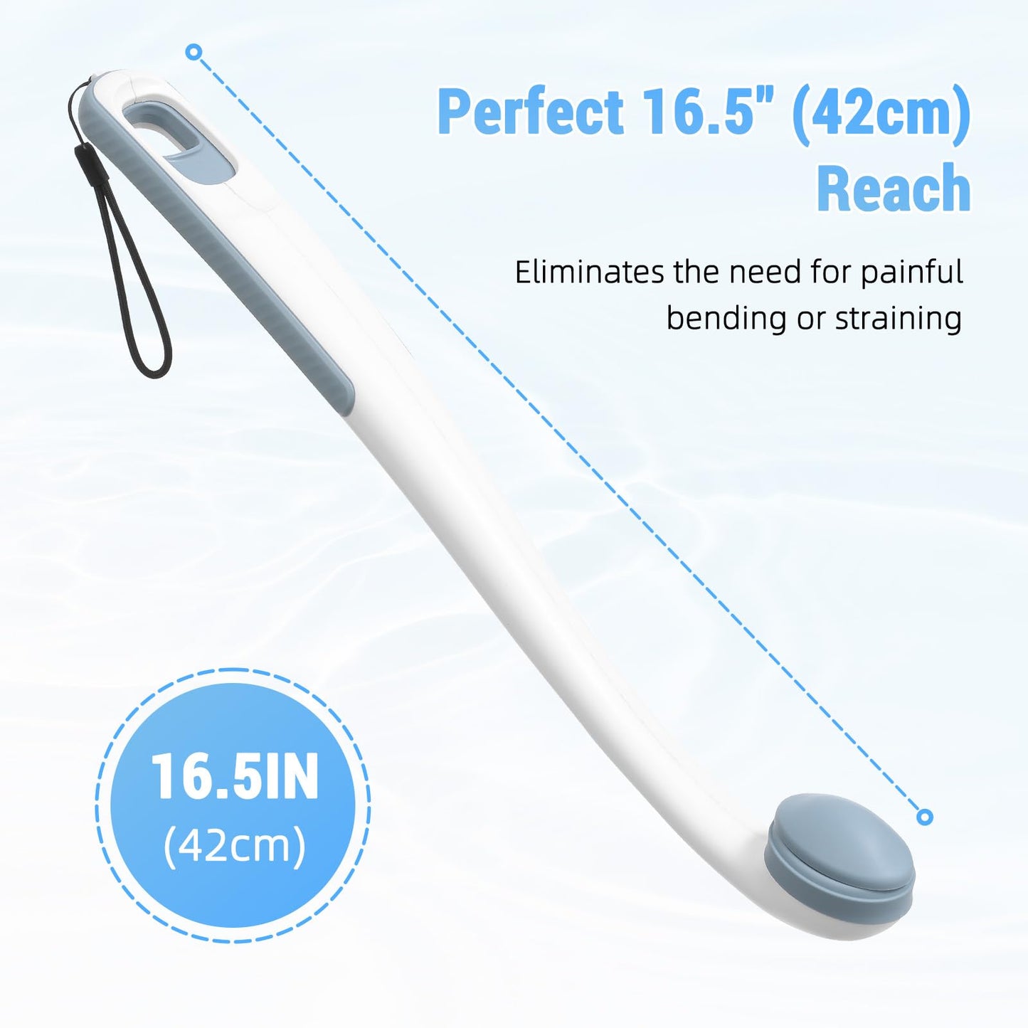 Chonario Toilet Aids for Wiping Bottom, 16.5" Long Reach Comfort Wipe - Butt Wiper Tool with Replaceable Head & Wrist Strap - Bottom Buddy Wiping Aid for Elderly, Disabled, Overweight, Post-Surgery