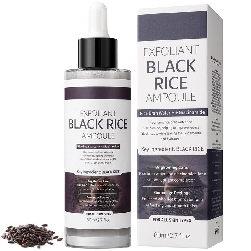 Peel Shot Glow Black Rice Exfoliant Peeling Ampoule, Soft Exfoliating Brightening Serum, Face and Body Scrub, Facial Exfoliator, Deep Hydration, 80ml