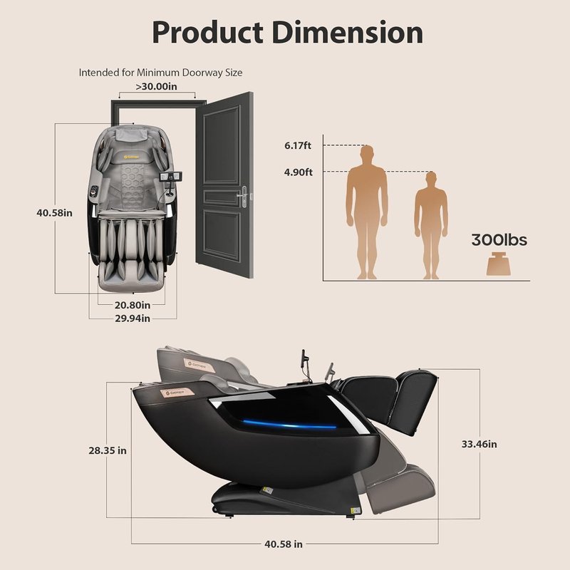 4D Massage Chair - Full Body Zero Gravity Recliner with 10 Modes, 32 Airbags & AI Voice | 53.2" SL-Track Design