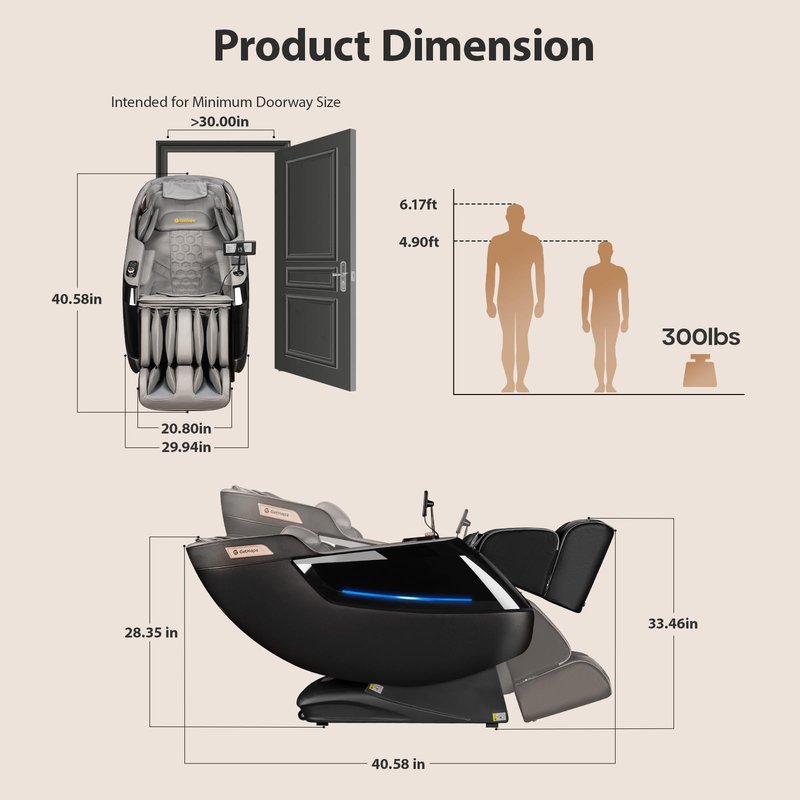 Gethope 4D Massage Chair Full Body - 53.2" Ultra Long SL-Track Massage Chair Zero Gravity Massage Recliner with Foot Roller, 10 Modes 6 Technique, 32 Airbags, 3 Core Heating, AI Voice, Yoga Stretch