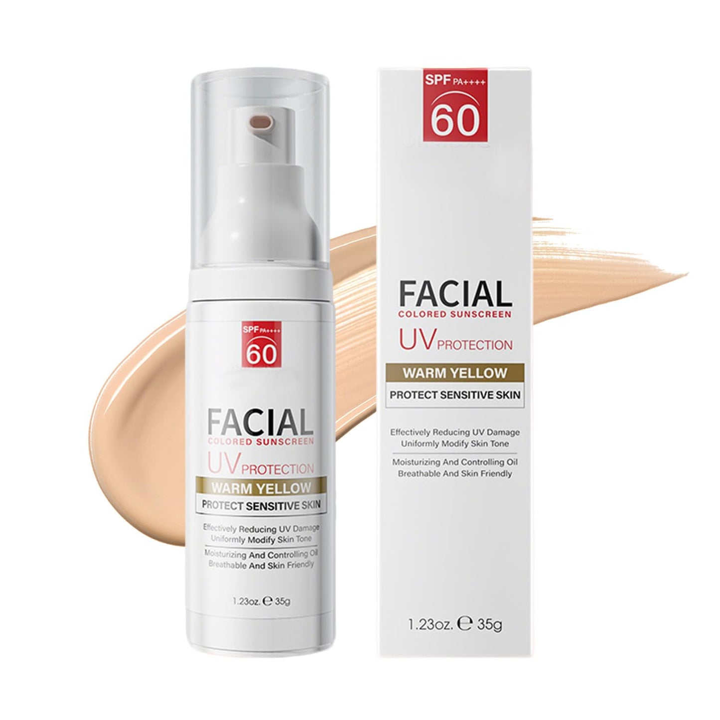 Tinted Mineral Face Sunscreen SPF 60 - Moisturizing Tinted Moisturizer with Hyaluronic Acid | Ultra-Lightweight, Non-Greasy