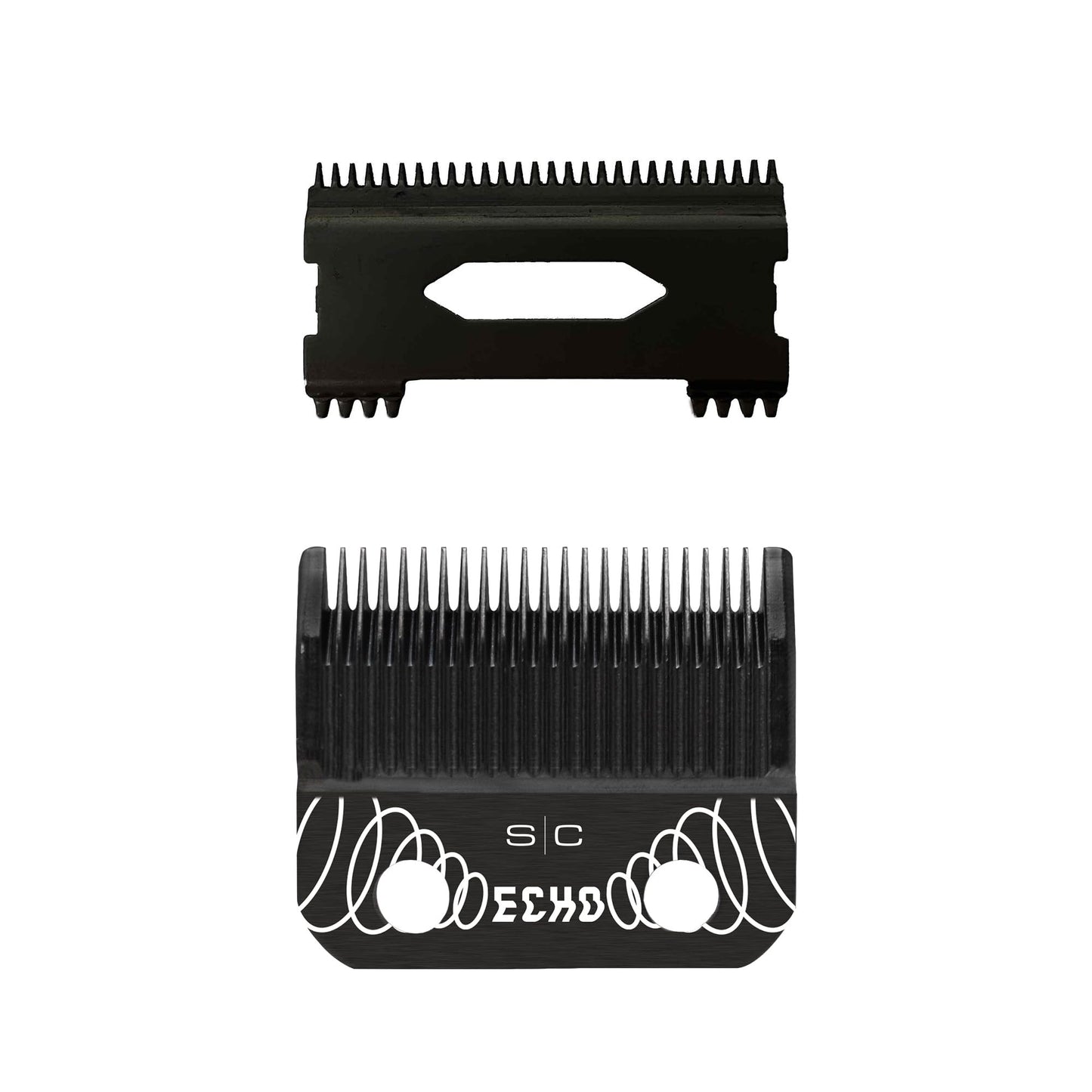 StyleCraft Replacement ECHO Fixed Black Diamond Carbon DLC Hair Clipper Blade with Shallow Tooth 2.0 Cutter Set