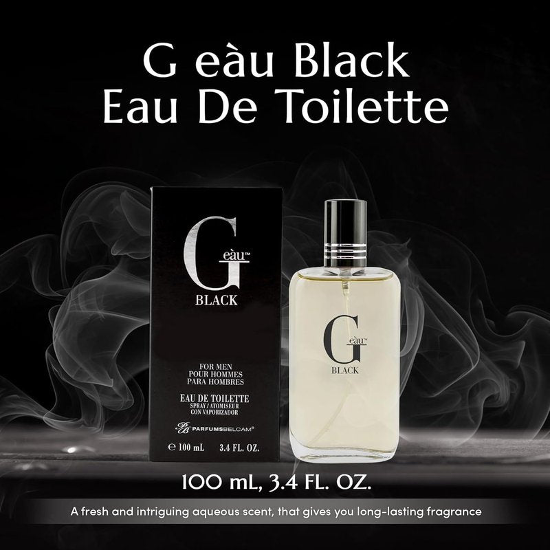 PB ParfumsBelcam G eàu Black Eau De Toilette Spray for Men – 100 mL Affordable, Long-Lasting Fresh Aquatic Fragrance & Spicy Aquatic Scent with Sandalwood & Patchouli for Day & Night Use