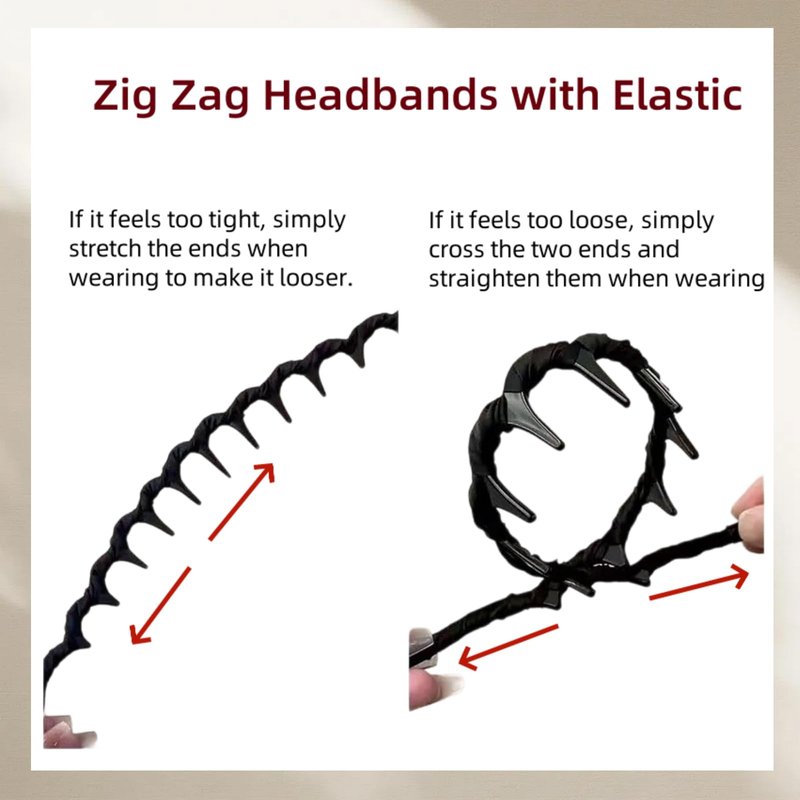 5Pcs Zig Zag Headbands,Retro High Skull Headband,New U Shape Fashion Tooth Hair Comb Headband,Vintage High Cranium Headbands,Hairs Bands with Teeth Hoop For Women and Girls,Girls Hair Accessories