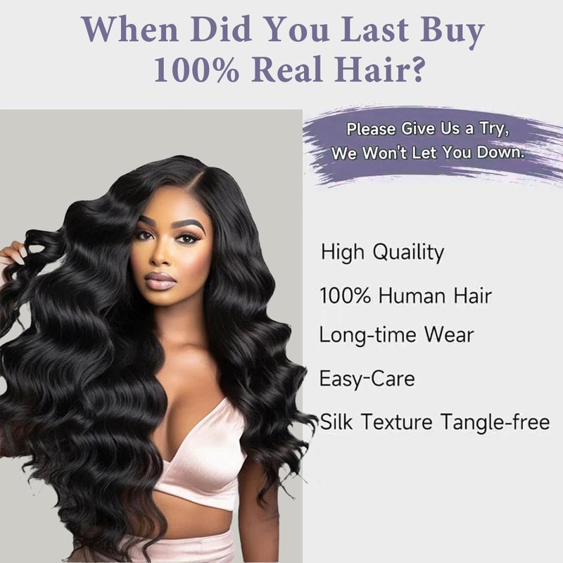 30 Inch Lace Front Wig - 13x6 Human Hair Body Wave, 200% Density, HD Transparent Lace | Tangle-Free, Natural Color