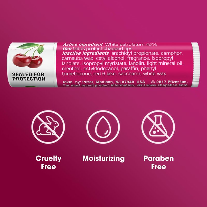 ChapStick Bulk Cherry Lip Balm 24-Count – Fruity & Sweet Lip Moisturizer for Dry Lips, 0.15 Ea