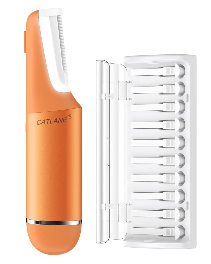 Dermaplane Razor for Women - Sonic Exfoliation Tool for Peach Fuzz & Hair Removal | 10 Blades, Cosmic Orange