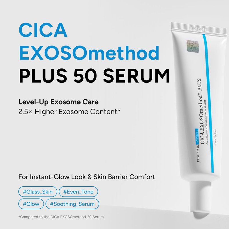 EXOPROXYL CICA EXOSOmethod plus 50 Serum, Centella Asiatica Exosome with Niacinamide&13 Peptides for Glass Skin, Strengthens Skin Barrier, Hydrating & Rebalancing Korean Skin Care (1.69 Fl Oz / 50ml)