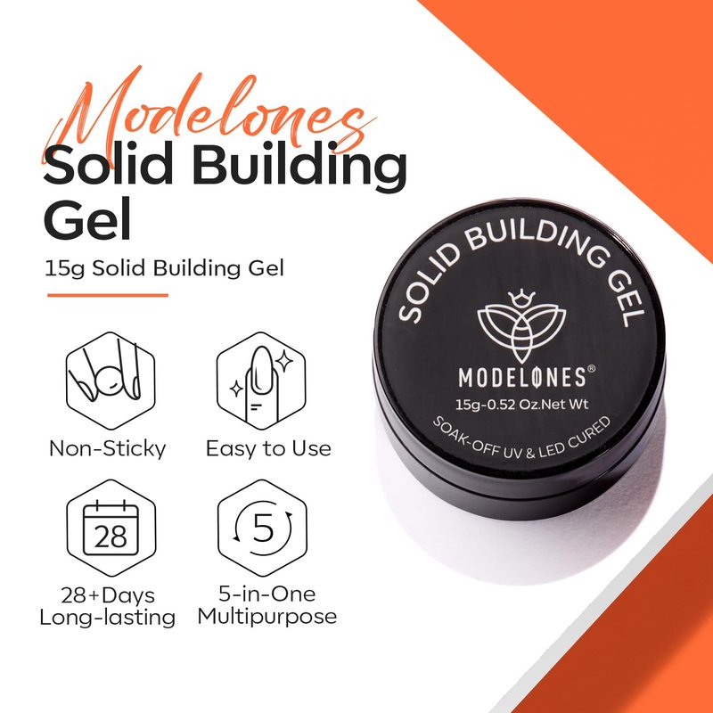 modelones 3D Sculpting Gel, Milky White Solid Nail Builder Hard Gel for Nail Art Molding & Extensions for Chrome Powder, Spring Nails Glitter Polish Home DIY Manicure, U V Lamp Needed