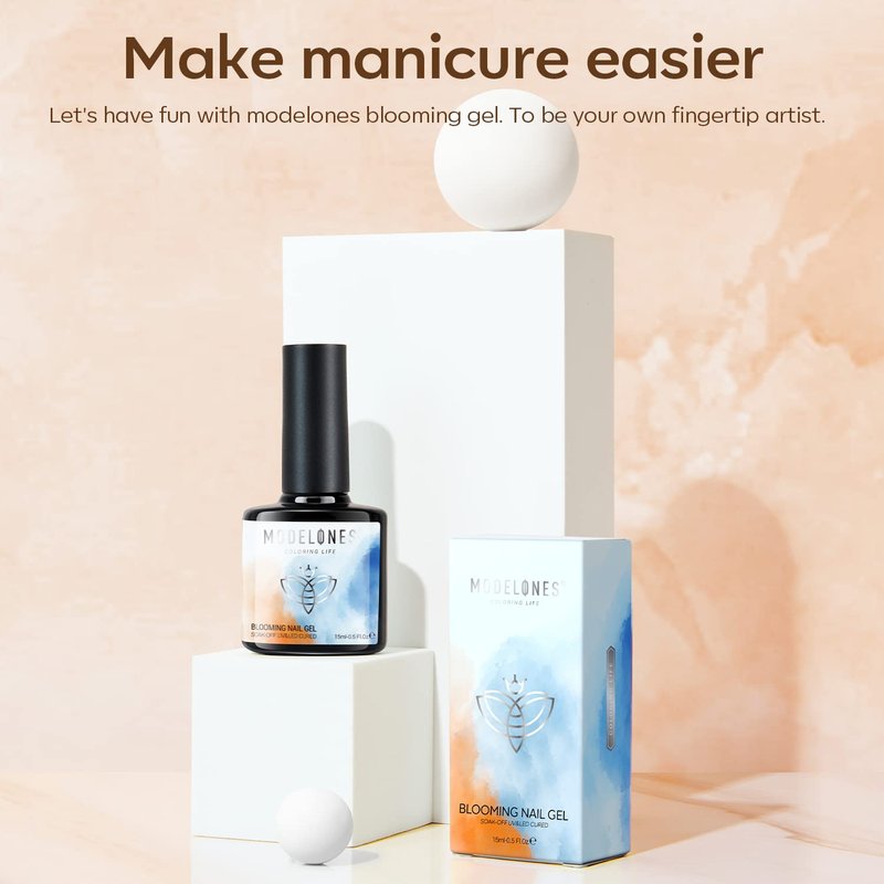 modelones Blooming Gel Nail Polish, 15 ml Clear Nail Art Accessories Stuff for Spreading Effects, Floral Print, Marble, Watercolor Design