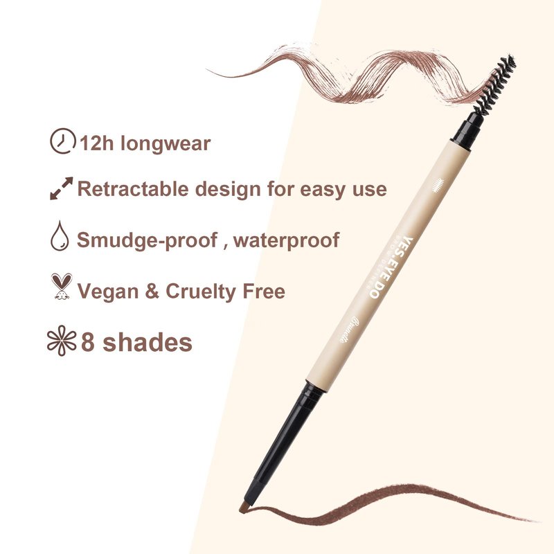 Grey Eyebrow Pencil for Older Women Soft, Retractable Gray Eyebrow Pencil for Women, Ultra Fine Brow Pencil for Gray Hair with Brush, Long lasting, Sweatproof, Grey, YES.EYE DO