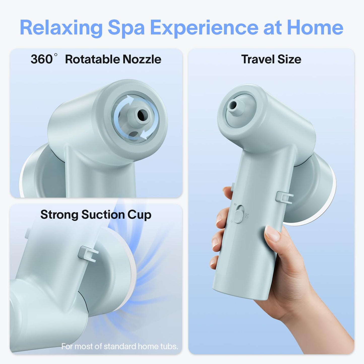 Bath Jets for Tub with 2 Powerful Speeds, 60 Mins Runtime, Rechargeable Bubble Machine Home Bathtub Accessories for Spa, Stress Relief, Muscle Relaxing, Gifts for Women Bath Lover