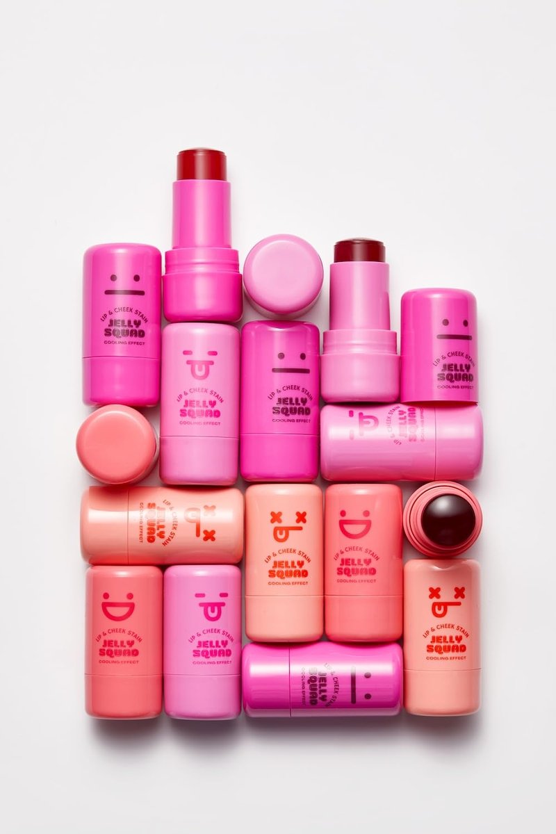Jelly Squad Lip and Cheek Stain – 2-in-1 Tinted Jelly Blush & Lip Stain, Long-Lasting, Lightweight, Natural Finish – Buildable, Blendable Color – Grumpy (4PCS, 0.28 FL.OZ/8G（pack of 4）)