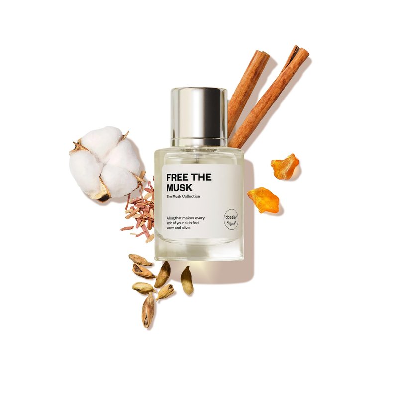 Dossier Free The Musk - Eau de Parfum for All - 50ml / 1.7oz - Clean Skin Musk Fragrance with Ambrette, Jasmine & Cedarwood - Genderless, Vegan, Long-Lasting Perfume