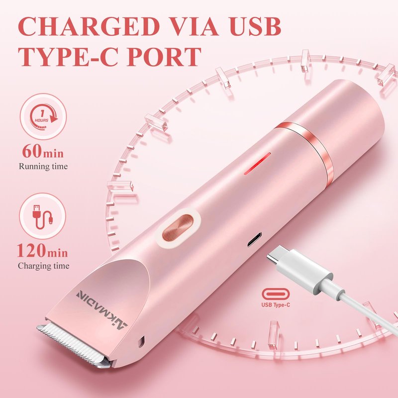 Dermave Bikini Shaver,Bikini Trimmer for Women,2 in 1 Dual Head Waterproof & Painless Electric Razors for Pubic Hair(Pink)