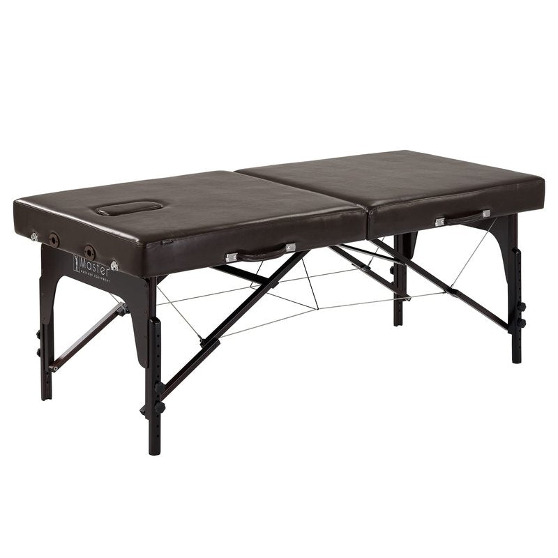Master Supreme 31" Extra Wide Portable Massage Table – 3" Memory Foam Spa Bed, Professional Facial & Beauty Salon Table, Easy Setup, PU Leather Upholstery, Coffee Brown