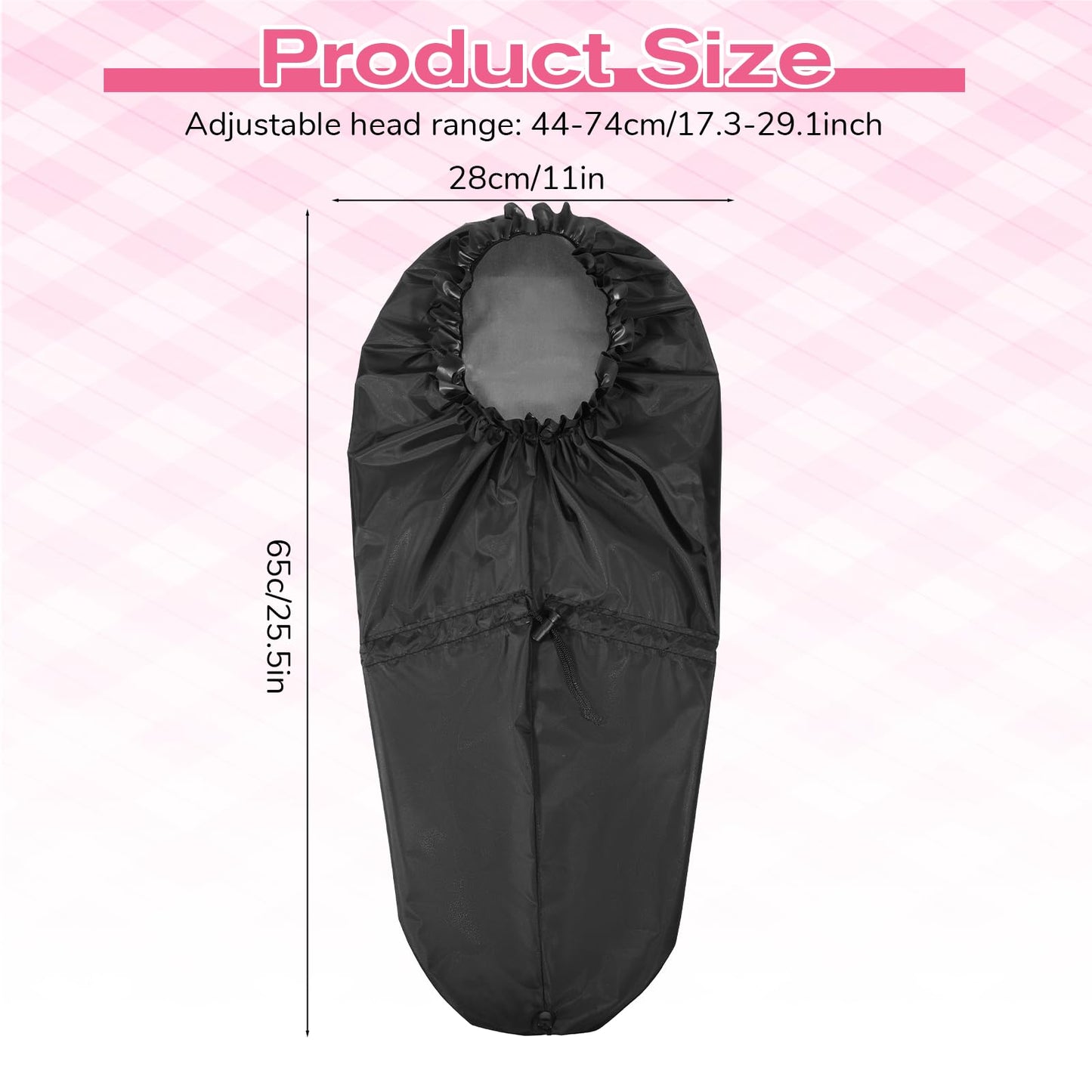 Large Shower Cap for Long Hair Extra Long Shower Cap for Braids Dreadlock Caps Waterproof Hair Bonnets Drawstring Bath Caps Applicable to Women & Men Dreadlocks (Black)