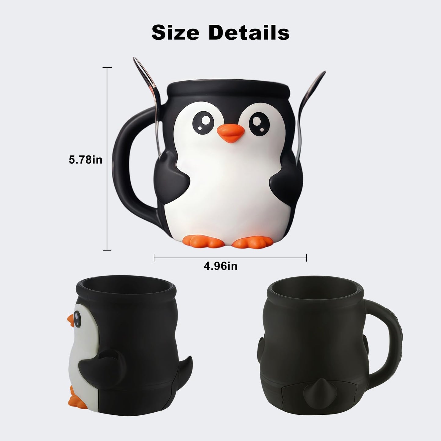 LDJDSDS Ice Cream Pint Holder, Insulated Ice Cream Holder Sleeves for 16 oz Pints with Spoon Slots & Hidden Snack Drawer, Leak Proof Popsicle Cooler Container Cozy, Gifts for Animal Lovers (Penguin)