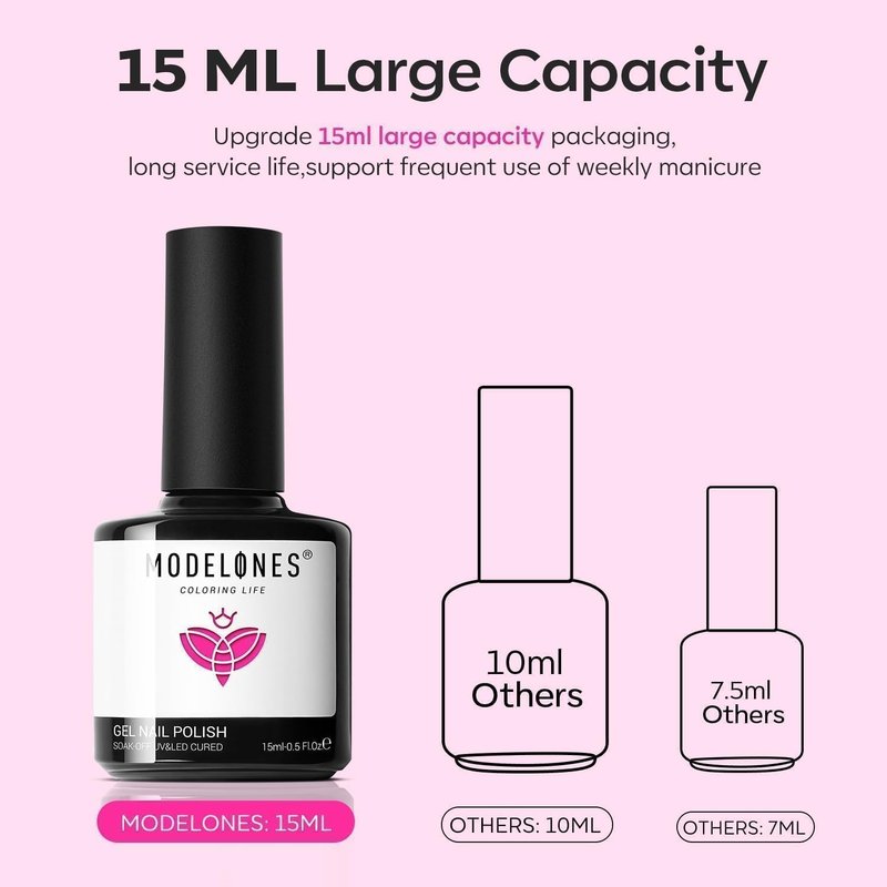 modelones Pink Gel Polish Hot Pink Gel Nail Polish Soak Off Led Neon Pink Polish Nail Art Design Salon DIY Gel Manicure for Women Girl 15 ML