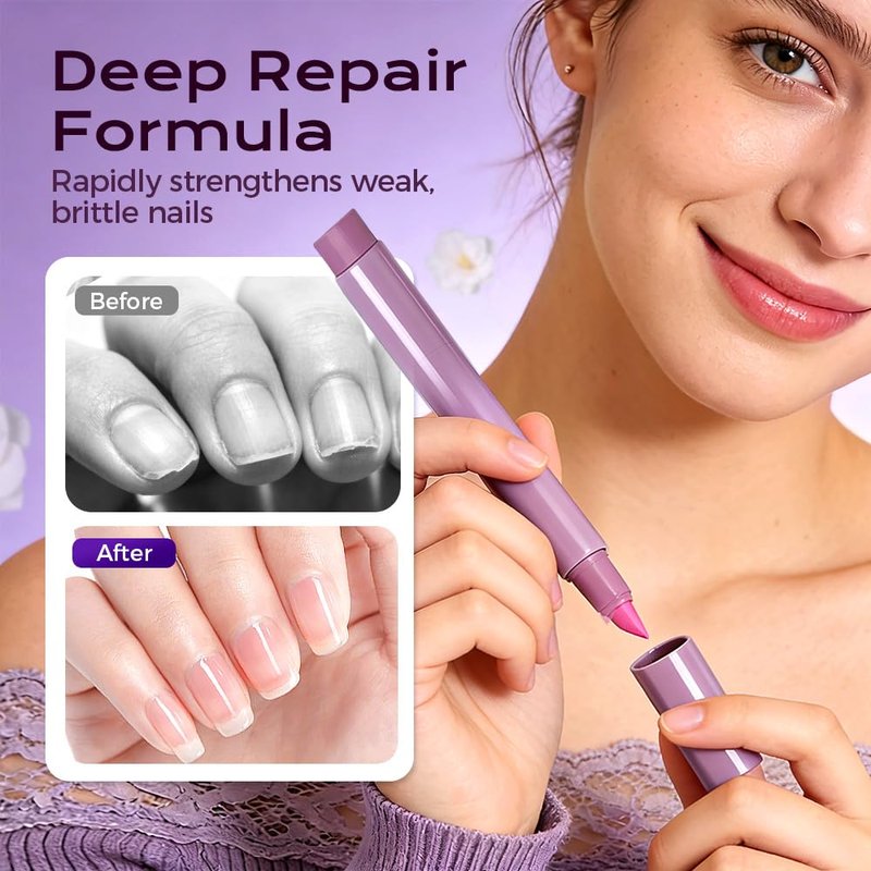 Cuticle Treatment Pen - 3-In-1 Nail Care for Hangnails & Damaged Nails | Purple Ceramic Tip