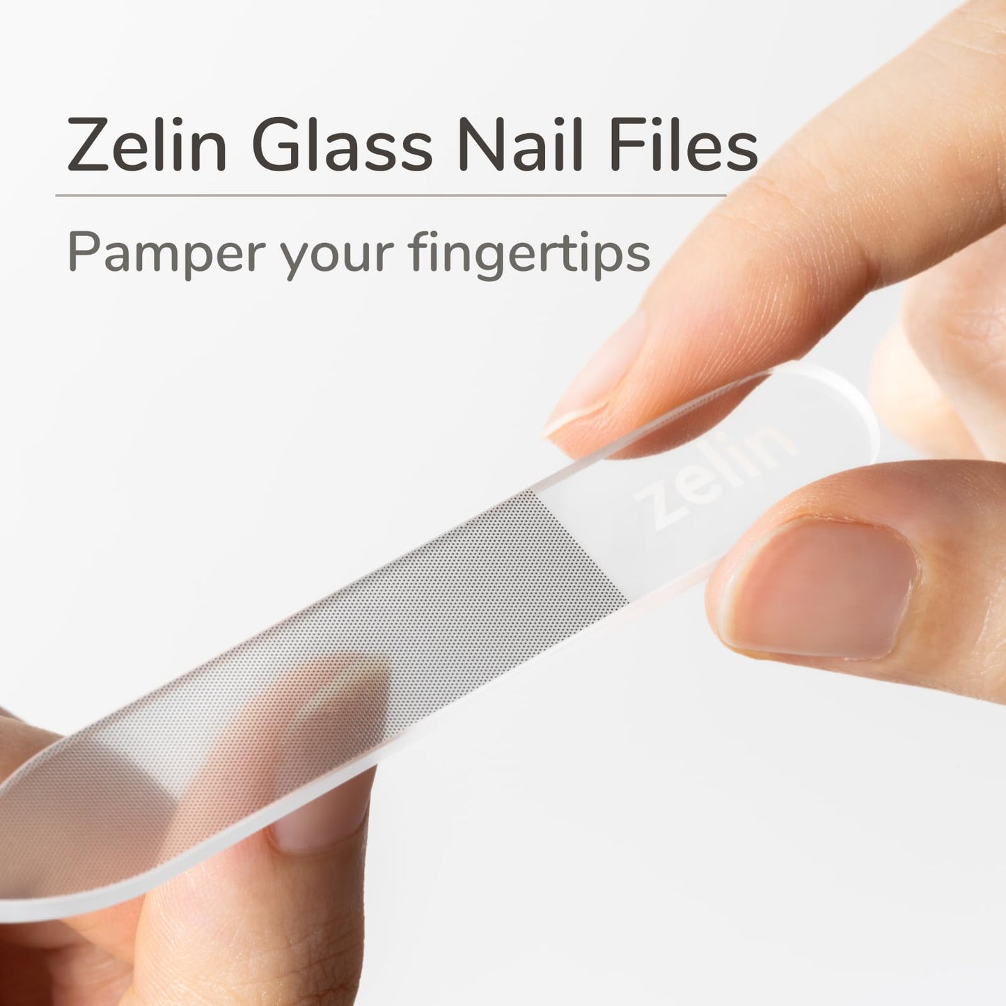 zelin Premium Glass Nail File for Natural Nails with Leather Case, 3 Pcs Single-Sided Crystal Nail Files for Stronger, Smoother Nails, Reusable Manicure Tool, Ideal Valentines Day Gifts for Her