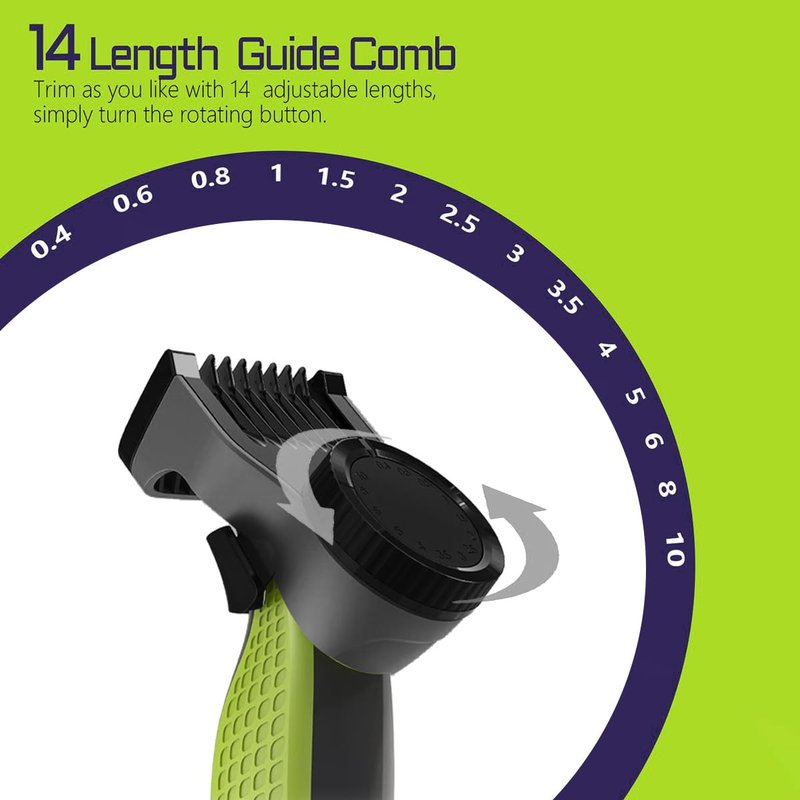 GORLENT 14-in-1 Adjustable Guards and Nose Trimmer Replacement Blade for One Shaver Blades QP series, Safe and Efficient Nose & Facial Detail Trimming