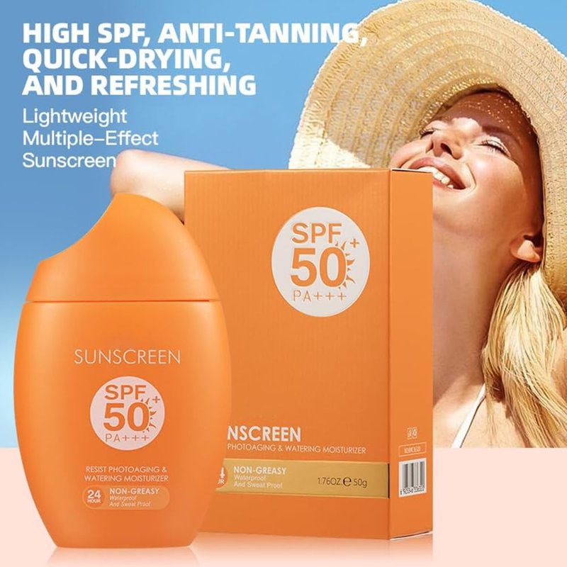 Broad Spectrum SPF 50 Sunscreen For Women, Weightless Travel Sunscreen Cream For All Skin Types, Water Resistant Sunblock, Lightweight, Oil Free - 1.76 OZ