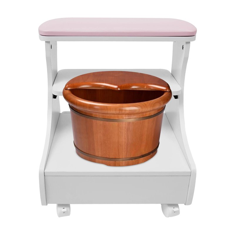 Foot Bath Spa Trolley Cart for Foot Rest Massage Table,Modern Trolley for Foot Bath Pedicure Foot Rest,Footbath Stool with Wheels for Home Bathroom Salon Supplies (Pink)