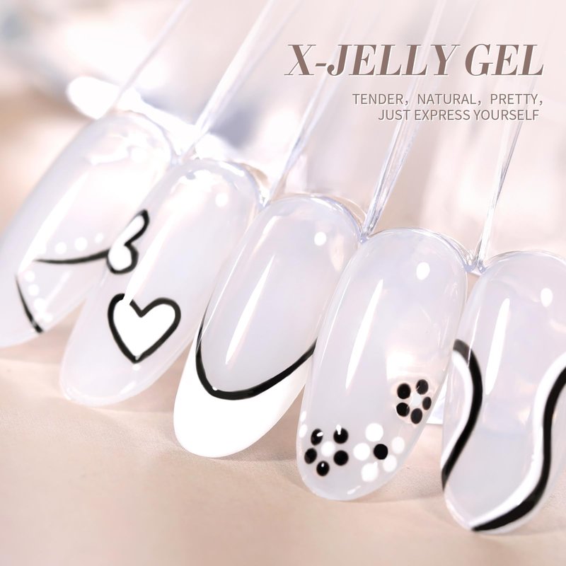 Born Pretty Milky White Gel Nail Polish Jelly White Sheer Translucent Neutral Gel Polish Soak Off Nail Art Gel 15ml, 0.54 Fl Oz