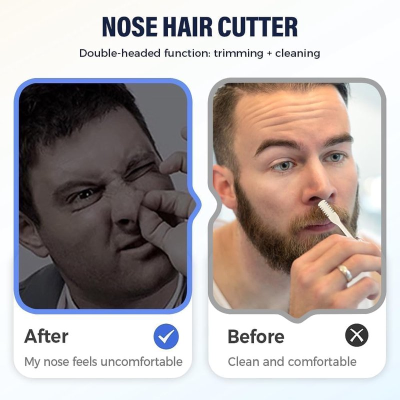 Mqacpu Upgraded Nasal Hair Cutter for Women Men, 2026 Travel Portable Manual Double Sided Nose Hair Cutter, 2 in 1 Nose Hair Remover 360° Rotating Nasal Grooming Tool (Blue, 3pcs)