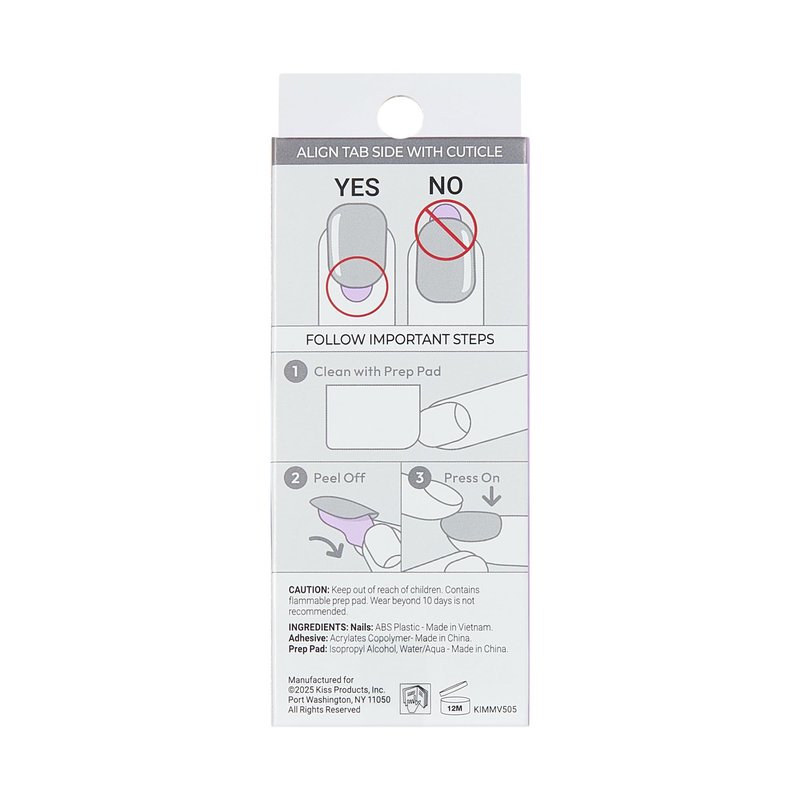 Kiss Impress No Glue Mani Press On Nails, Design, 'Happy World', Red, Medium Size, Coffin Shape, Includes 30 Nails, Prep Pad, Instructions Sheet, 1 Manicure Stick, 1 Mini File