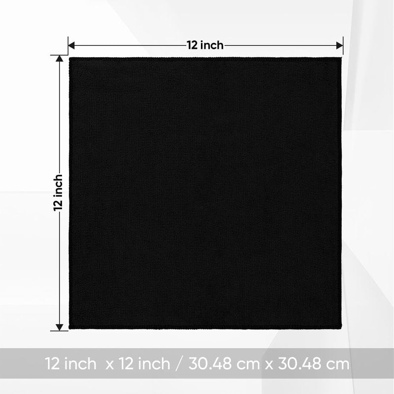 HOMEXCEL Black Washcloths 12 Pack, Highly Absorbent and Soft Microfiber Face Towel, Makeup Remover Towels, Multi-Purpose Wash Cloths for Bathroom, Hotel, Spa, Gym, and Kitchen, 12x12 Inch