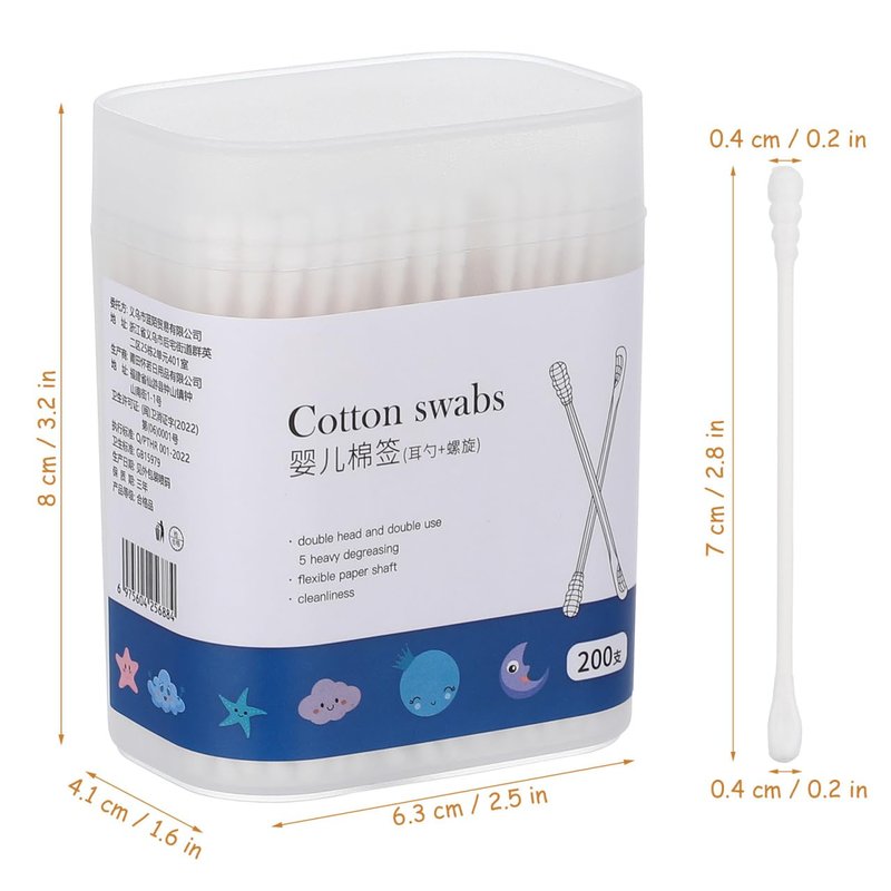 Baby Cotton Swabs - 600 Disposable Double-Ended Sticks for Ear Cleaning, Makeup Removal & Tattoo Care