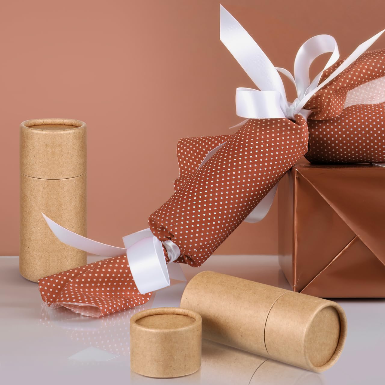 Hemoton Kraft Paper Cylinder Gift Boxes 30-Pack 4.48X6.02X2.00In Eco-Friendly Paper Packaging for Essential Oil Bottles Tea Storage and Small Craft Items