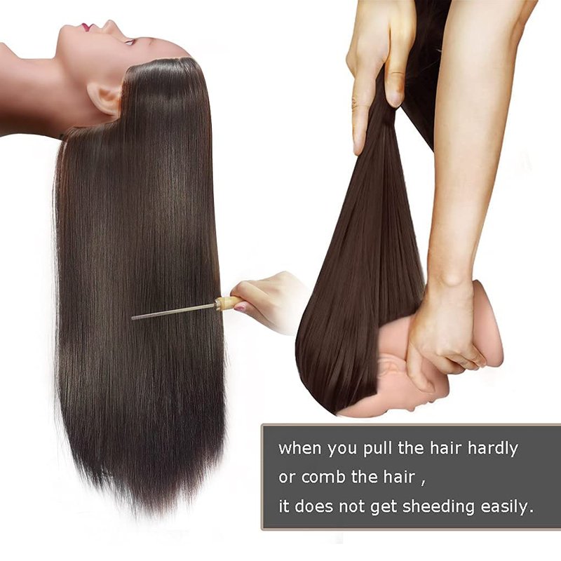 FABA Mannequin Head with Hair #4 Brown 26"-28" Hair Mannequin Heads for Make up, Braiding Hairdressing Doll Head for Styling Practice Cutting Training Head with Free Clamp Holder