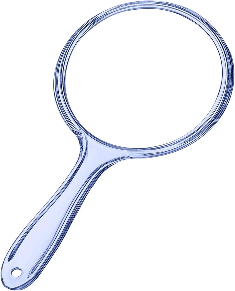Regine Switzerland Handheld Makeup Mirror - Double-Sided 1X/2X Magnification, Rounded Blue Design
