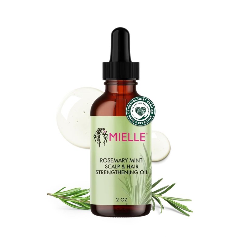 Mielle Organics Rosemary & Mint Hair Oil - Strengthening Biotin Oil for Frizzy & Damaged Hair | 2 Ounce Treatment