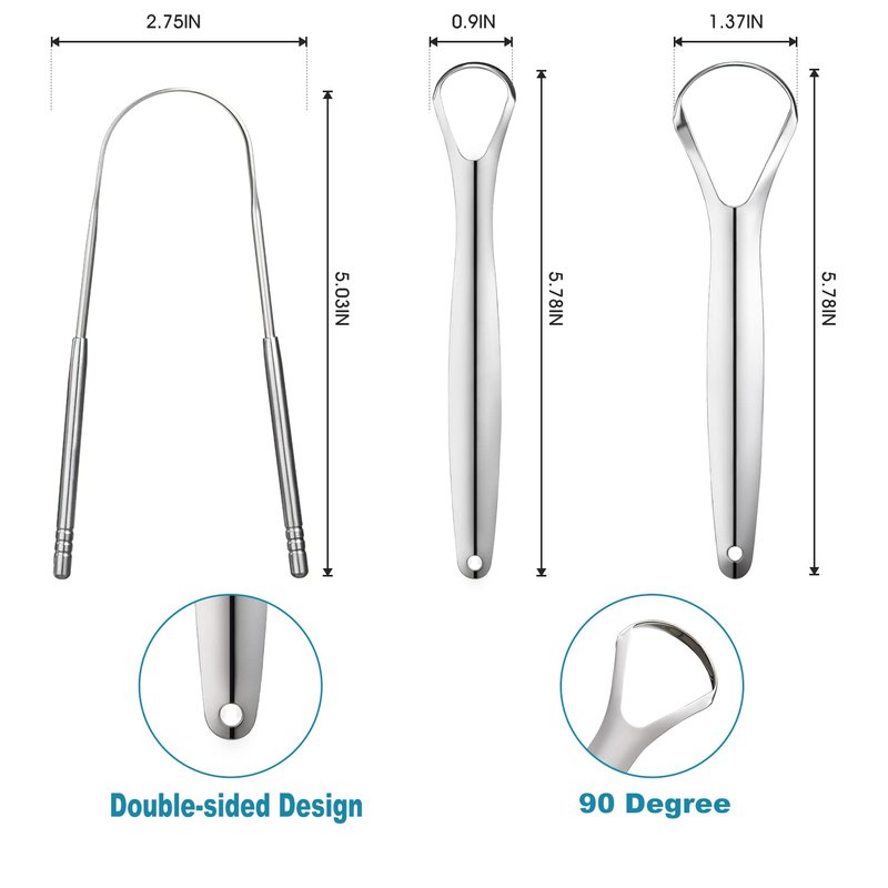 3 PCS Metal Tongue Scraper, Tongue Scrapers for Adults, Stainless Steel Tounge Scrappers, Tounge Scraper, Portable Tongue Scrappers YLYL