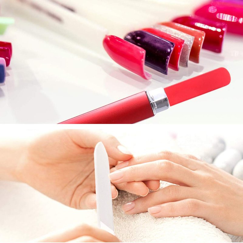 12PCS Glass Nail Files Crystal Glass Fingernail Files Double Sided Glass Nail File Mixed Color Manicure Set Christmas Gifts Stocking Stuffers