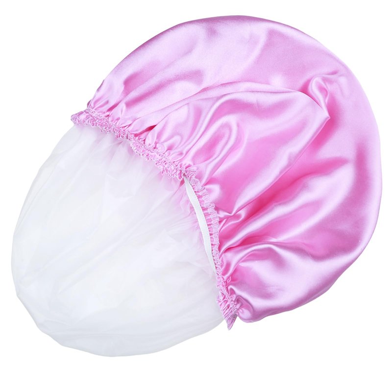 Shower Caps for Women, 4 PCS Elastic and Reusable Bath Caps, Double Waterproof Layers Shower Cap, Bathing Shower Caps, Environmental Protection Hair Bath Hat - Solid Color