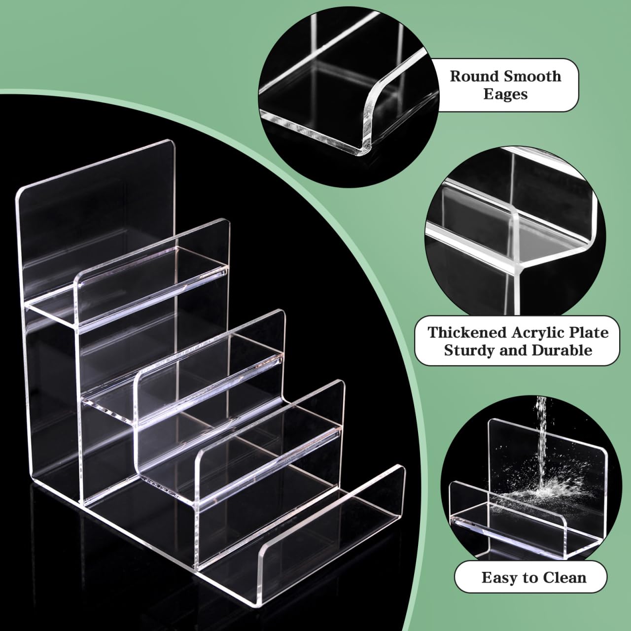 Cabilock 4-Tier Clear Acrylic Display Riser, Sturdy Tiered Organizer for Perfume Makeup Jewelry, Desktop/Retail Counter Display Stand for Home & Vendor
