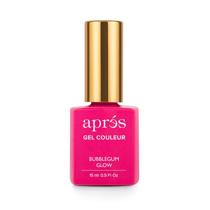 APRÉS Gel Color Nail Polish 15 ml, Splash of Couleur Collection, No Wipe, Highly Pigmented, Medium Viscosity Formula with Brush-X Nail Art Brush - Salon Quality (J06 - Bubblegum Glow) | 2024 Edition