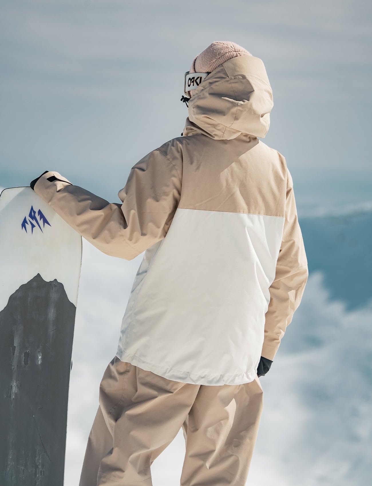 GSOU SNOW Mens Snowboard Jacket Women Ski Jacket Coat Waterproof Winter Snow Insulated Windproof Hiking Mountain Outside Sports Khaki Beige
