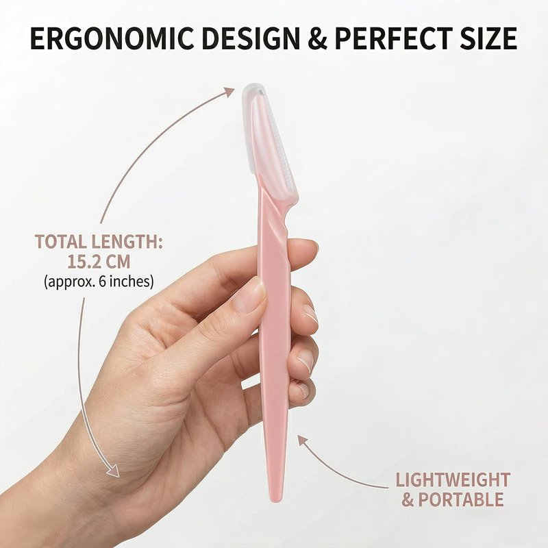 Dermaplaning Tool for Women, 40pcs Newbie Friendly Facial Hair Removal, Face Eyebrow Razors and Shaver with Protective Covers for Peach Fuzz Remover, Blush Pink, Stainless Steel
