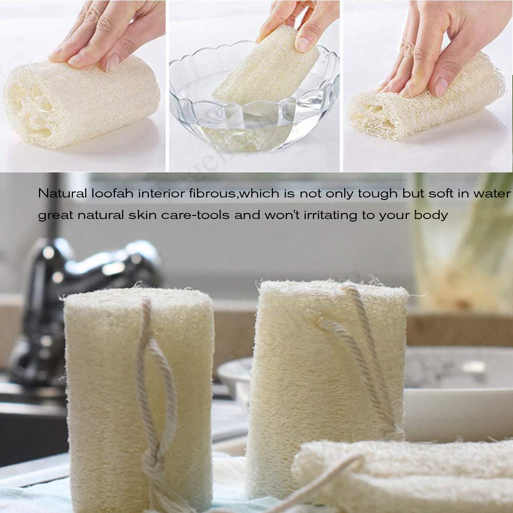 Tegelrying Loofah Sponge Exfoliating,6 Packs Natural Loofa Large Back Scrubber for Men Women Bath Shower Body Skin Care Cleansing Luffa 5 inches Long
