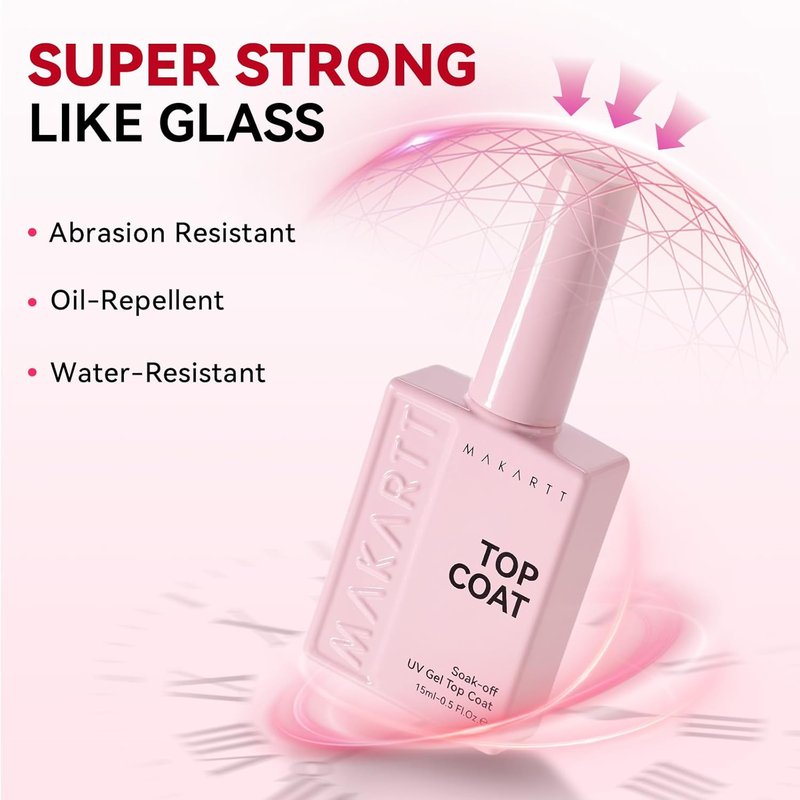 Makartt Gel Top Coat - 15ml No Wipe Formula for Long-Lasting High Gloss Finish | Clear Gel Polish for DIY Nail Art