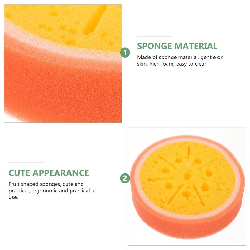 Healvian 4 Pack Fruit-Shaped Bath Sponges 5.31 Inch Exfoliating Shower Body Wash Scrubber for All Skin Types