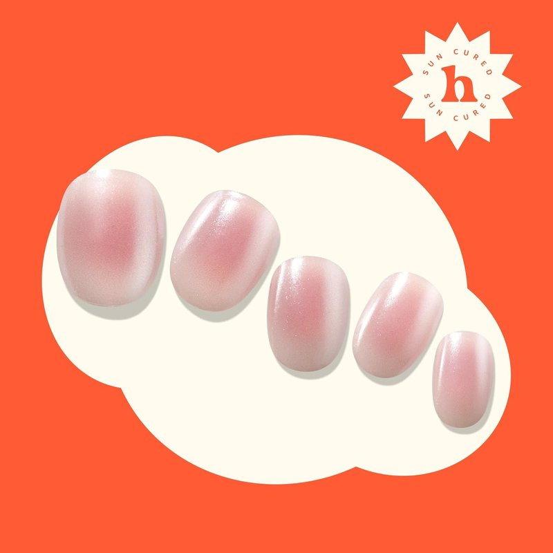 Heyhae Semi Cured Gel Nail Strips - Easy Apply & Remove, Salon Quality | Summer Marble Pink | 28 Strips, Prep Pads, Nail File & Stick